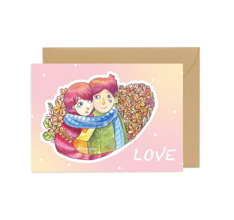Love 情人節賀卡 附牛皮信封 - 卡片/明信片 - 紙 