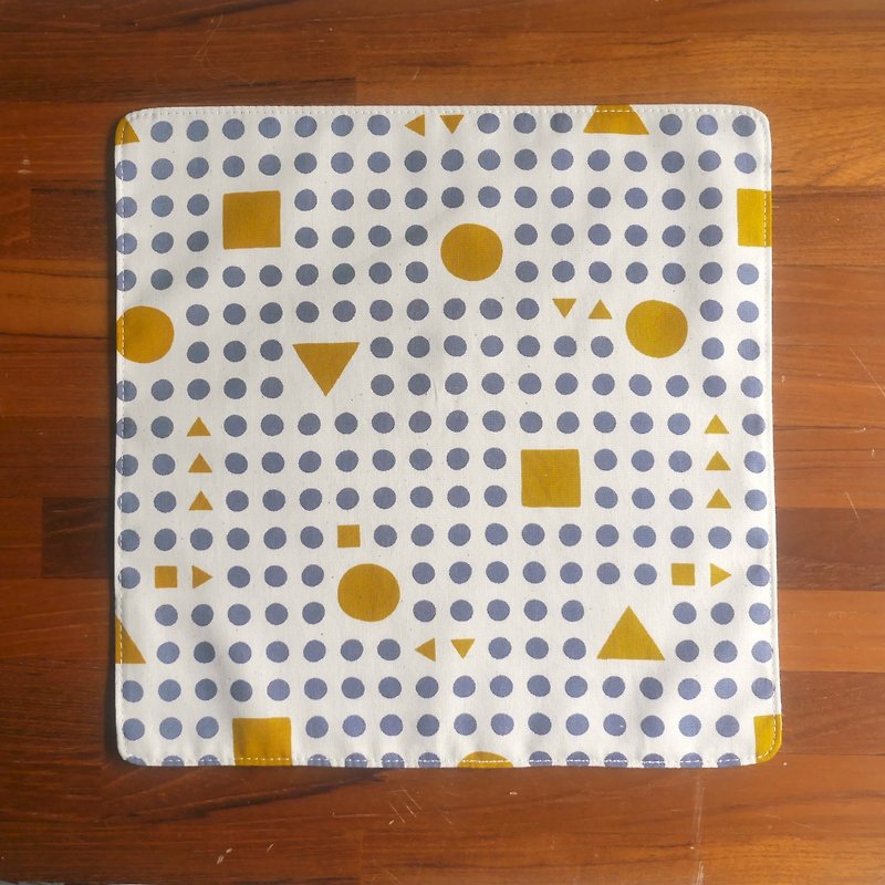 Taiwan cotton handkerchief = geometry = blue X mustard yellow (3 colors in total) - ผ้าเช็ดหน้า - ผ้าฝ้าย/ผ้าลินิน 