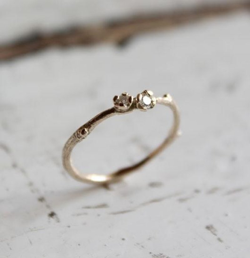Branche ring with small flowers - K10 gold - - リング - 貴金属 ゴールド