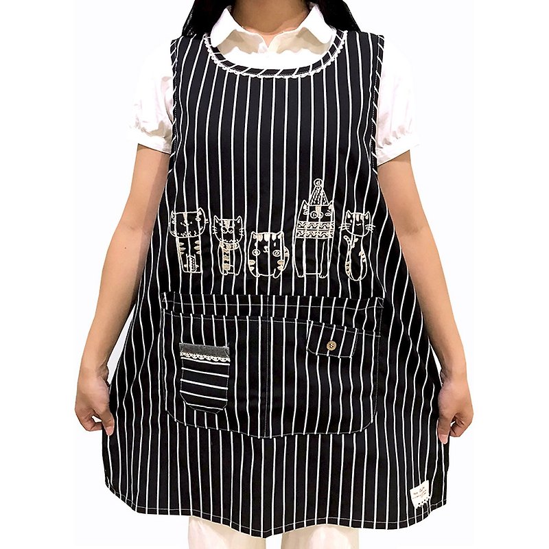 [BEAR BOY] Straight 4-pocket Apron-Black (Tie Back) - Aprons - Other Materials 