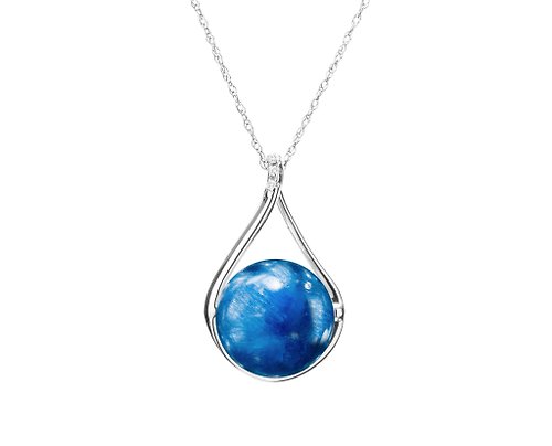 Majade Jewelry Design 藍晶石簡約鎖骨鍊 14k白金金飾 皇家藍鑽石項鍊 土星星球真金項鍊
