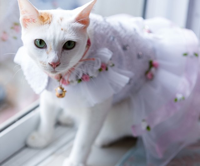 高品質の生地で小さな犬と猫の服のための白いウェディングドレス ショップ Khunpensri Studio Luxury Suite 洋服 帽子 Pinkoi