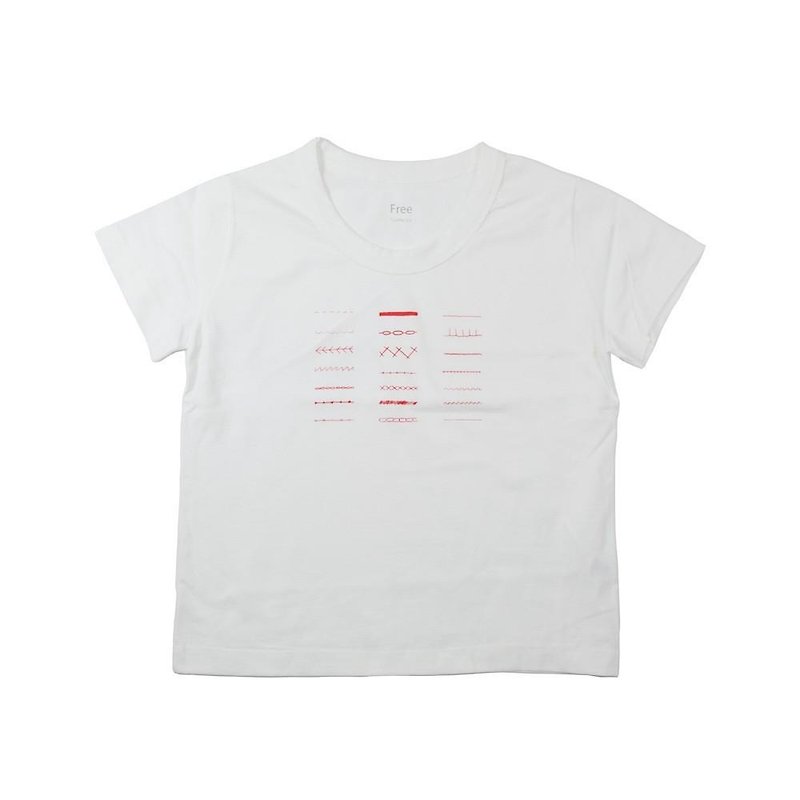 刺繍パターン　ビッグシルエット プリントTシャツ　レディースフリーサイズ  Tcollector - 女 T 恤 - 棉．麻 白色