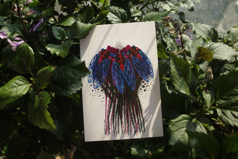 夏蟬的聚會 原創馬克筆手繪 明信片 148mm×100mm 1張 - 卡片/明信片 - 紙 多色