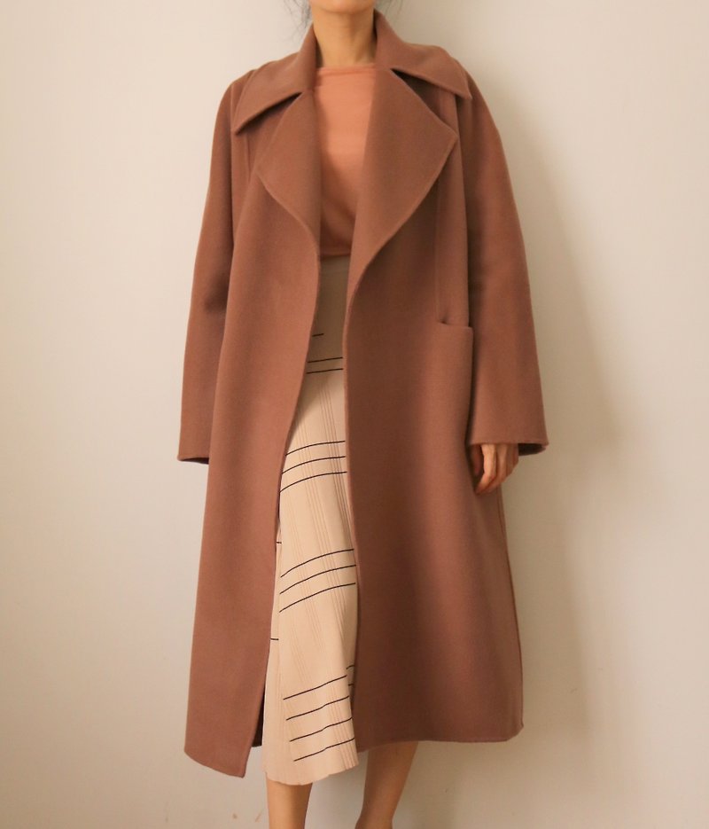 Taupe Coat -豆沙駝雙面手縫克什米爾oversized 大衣 (多色選擇) - 外套/大衣 - 羊毛 