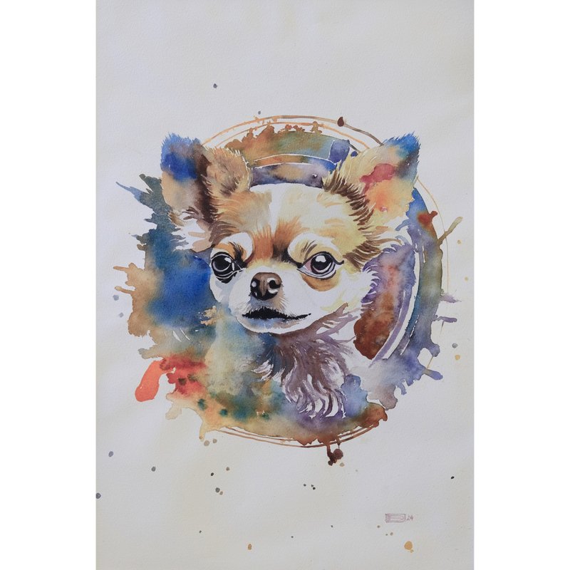 Chihuahua watercolor painting - Wall Décor - Paper White