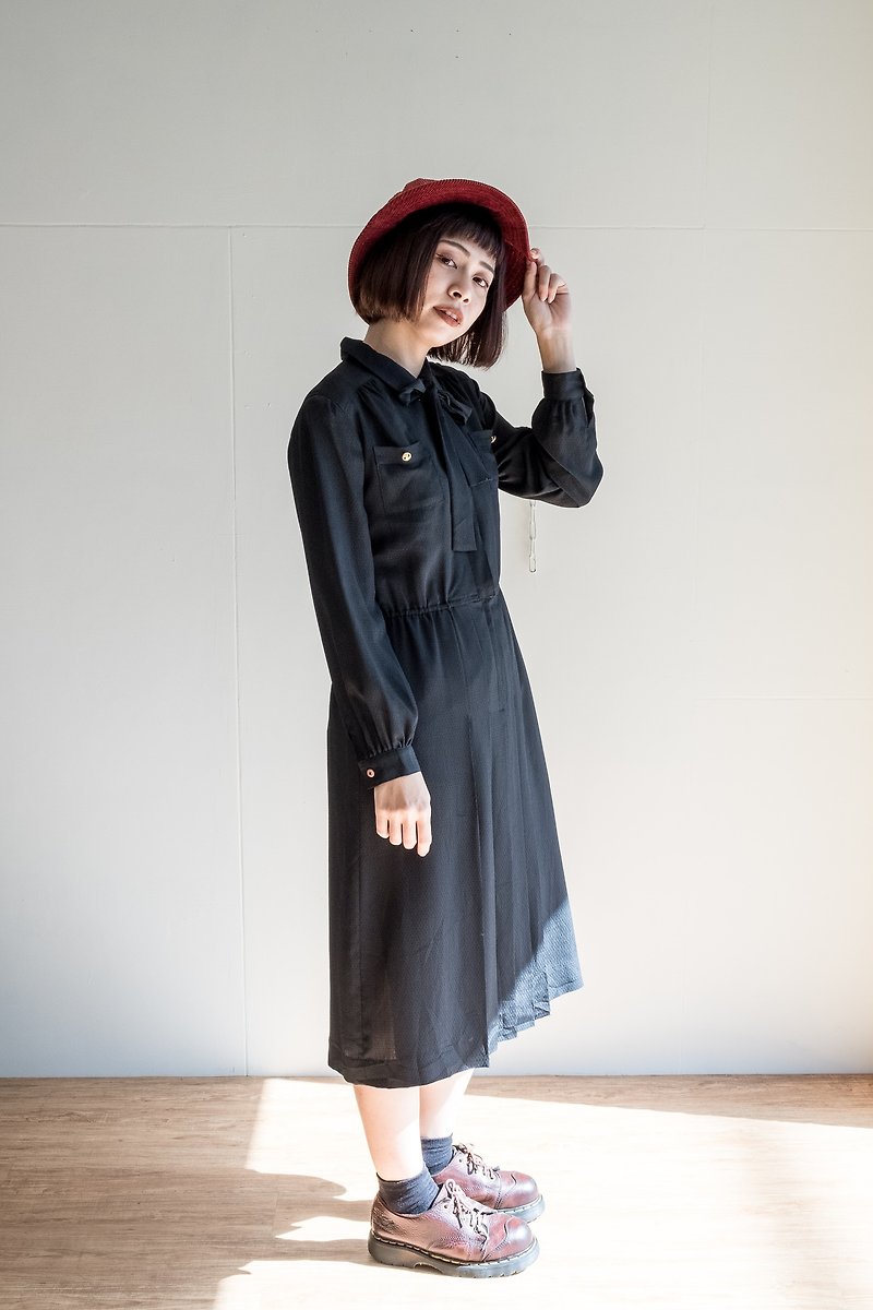 Vintage / 長袖洋裝 no.33 - 洋裝/連身裙 - 聚酯纖維 黑色