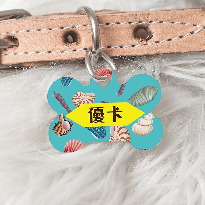 Customized pet identification tag-Chinese and English double-sided customization-Shell World/Pet Fashion Accessories - อื่นๆ - โลหะ สีน้ำเงิน