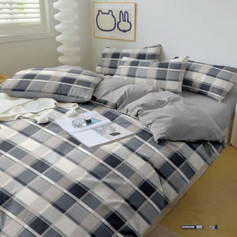 經典格紋 台灣製 舒柔棉 單人/雙人/加大 薄床包被套組 - 寢具/床單/被鋪 - 其他材質 