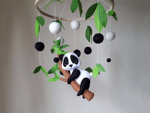 Felt Dreams Designs Panda baby mobile, montessori nursery decor, crib mobile, baby shower gift
