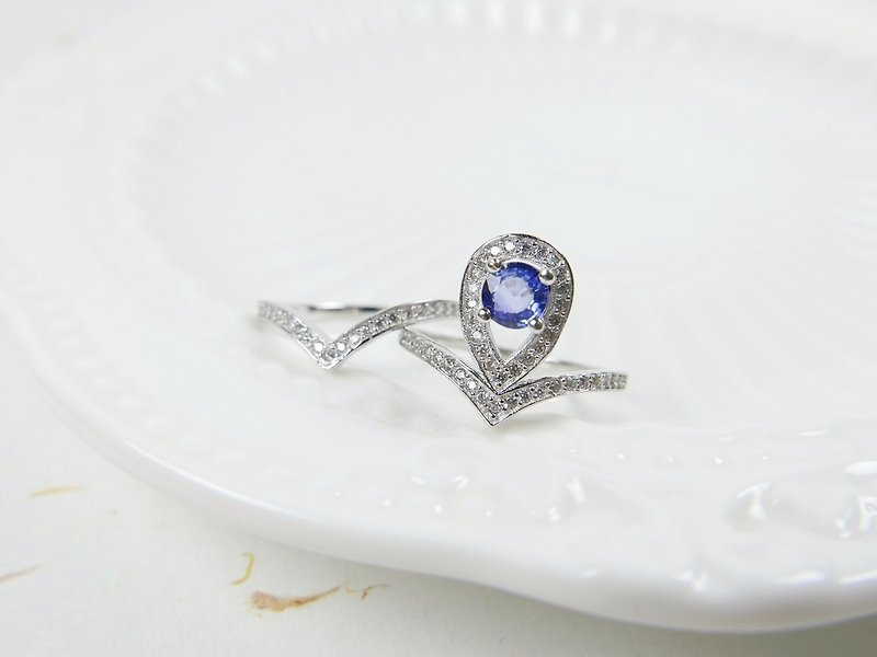 Sphinx Sapphire Ring - Sterling Silver Natural Gemstone - แหวนทั่วไป - เครื่องเพชรพลอย สีน้ำเงิน