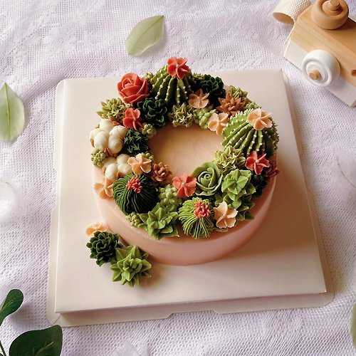 菟甜手作甜食 Bunny Flowercake 多肉植物造型蛋糕 6吋 僅開放自取(台南)