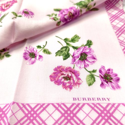 バーバリー ヴィンテージ ハンカチ ピオニー フローラル ライトピンク