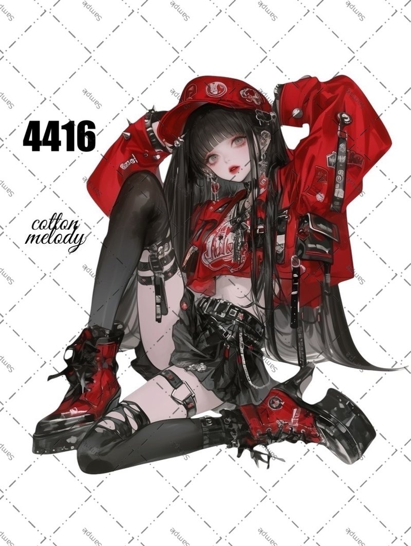 original sticker no.4416 人物ステッカー オリジナルステッカー オリジナル人物ステッカー 装飾ステッカー cotton melody - 貼紙 - 紙 