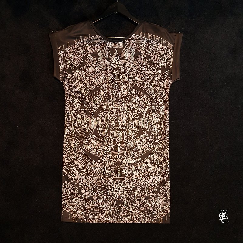 Mayan design dress - One Piece Dresses - Polyester Black