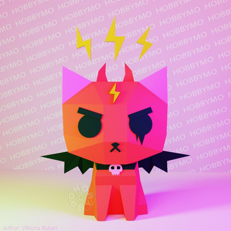 DIY Paper Devil Kitty Cat 3D Papercraft Printable PDF - 手工藝教學/工具書 - 其他材質 