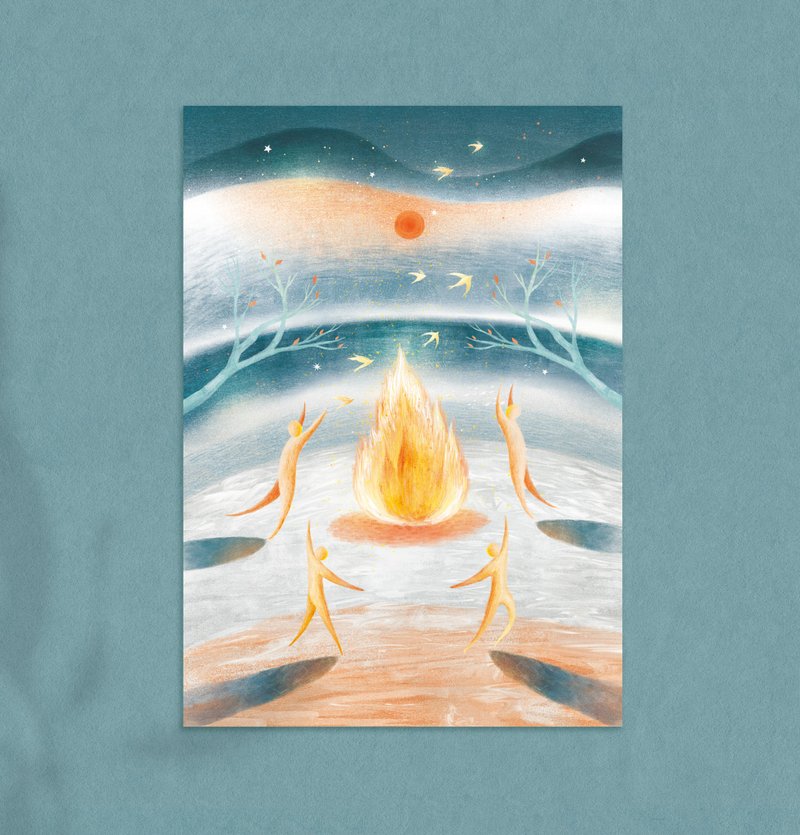 插畫明信片 - 飛逝的美好時光 - 卡片/明信片 - 紙 