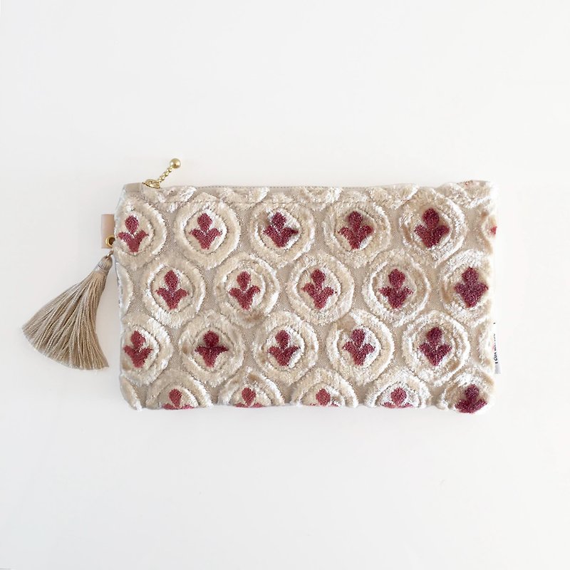 Geometric pouch made of Moroccan fabric Mignon Ruby Rose - Toiletry Bags & Pouches - Cotton & Hemp Pink
