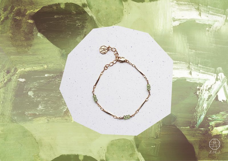 Birthstone -Peridot olive Stone bracelet 22K series roe August - Bracelets - Gemstone Green