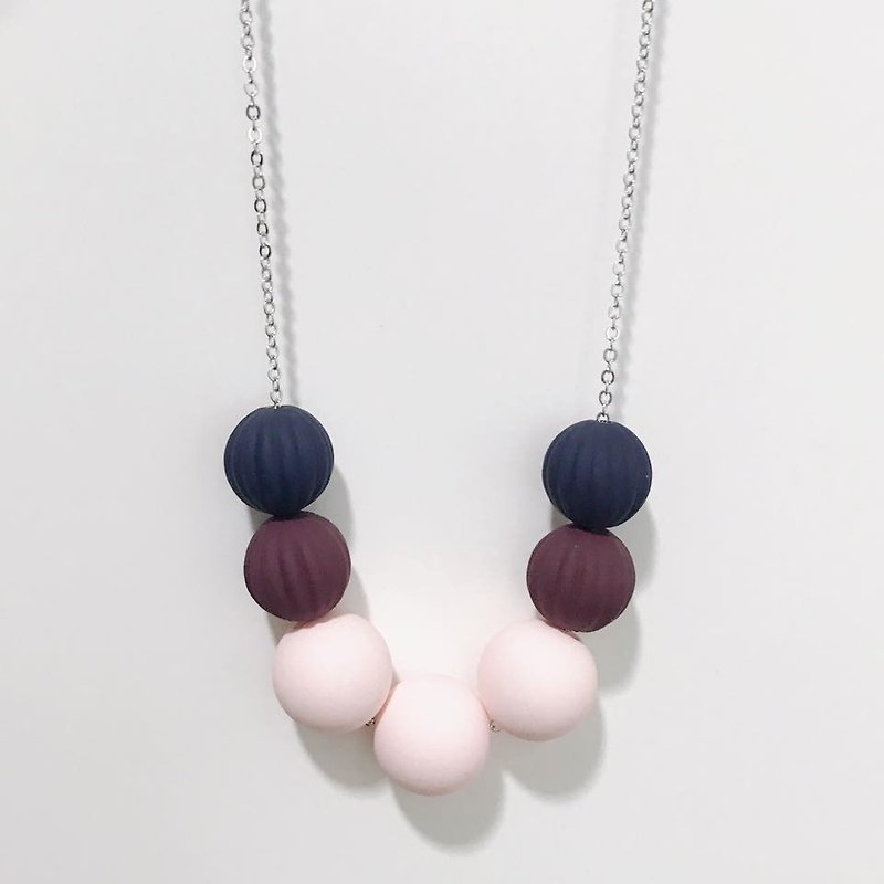 Pink Deep Red Naby Blue Grey Wooden Ball Necklace Birthday Gift Bridesmaid Gift - Chokers - Paper Multicolor