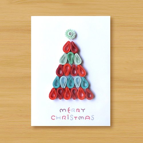 Dino 小恐龍 ( 4款供選擇 ) 手工捲紙卡片 _ 水滴聖誕樹 - 聖誕卡、聖誕節