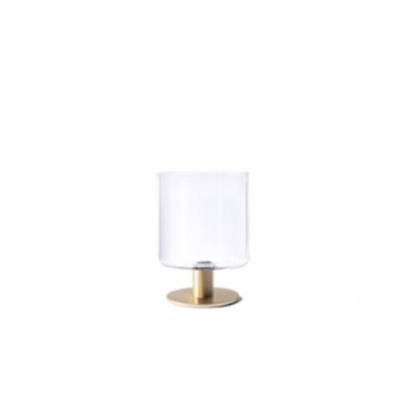 Happy Planet Square Candle Bronze Glass Brass Base - Candles & Candle Holders - Glass Transparent
