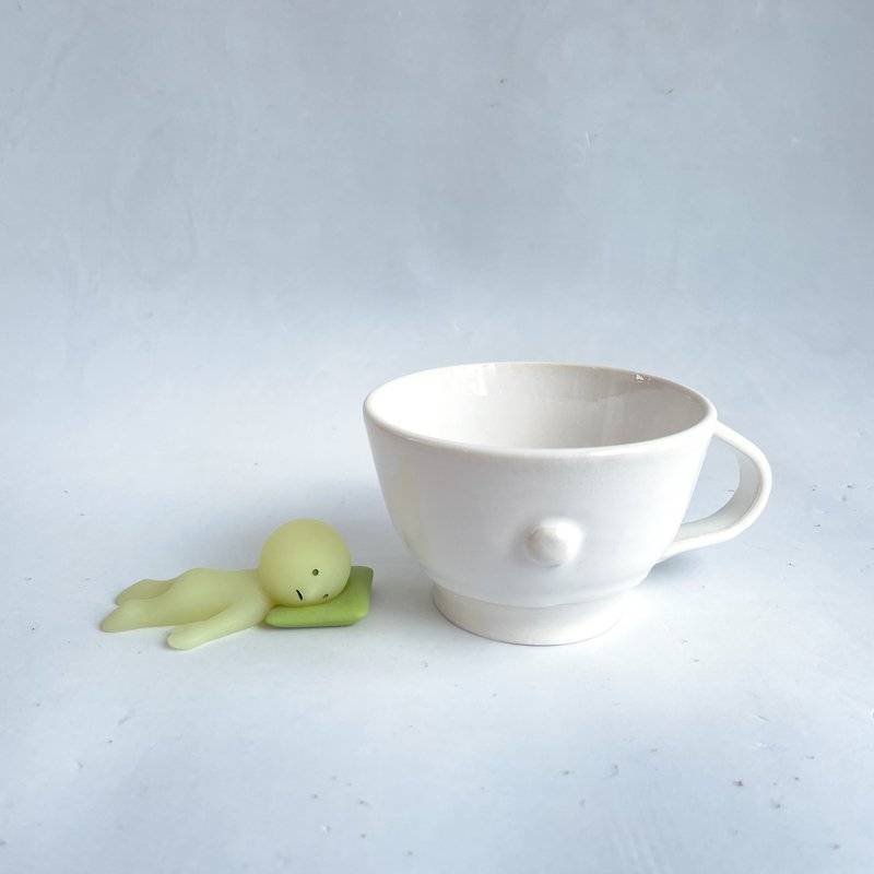 標點符號系列 - 逗點 | 雪白陶瓷馬克杯 (掛耳) - 咖啡杯 - 瓷 白色