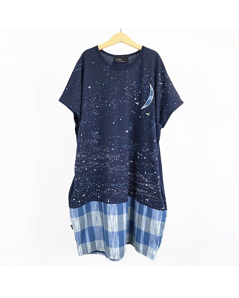 Urb. Blue Moon Sea / Pocket Dress - ชุดเดรส - ผ้าฝ้าย/ผ้าลินิน สีน้ำเงิน