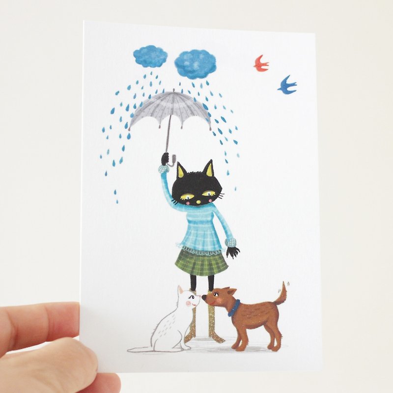 Cat and dog_Black Cat Postcard I MissCatCat - การ์ด/โปสการ์ด - กระดาษ สีดำ