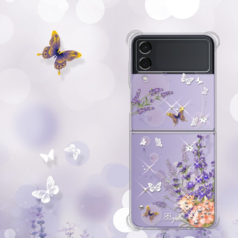 Samsung Z Flip4 5G水晶彩鑽四角加厚雙料手機殼-普羅旺斯 - 手機殼/手機套 - 其他材質 多色