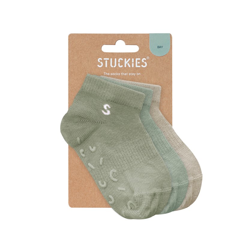 Stuckies - 短襪/防滑襪三入組 - Bay - 嬰兒襪子 - 棉．麻 