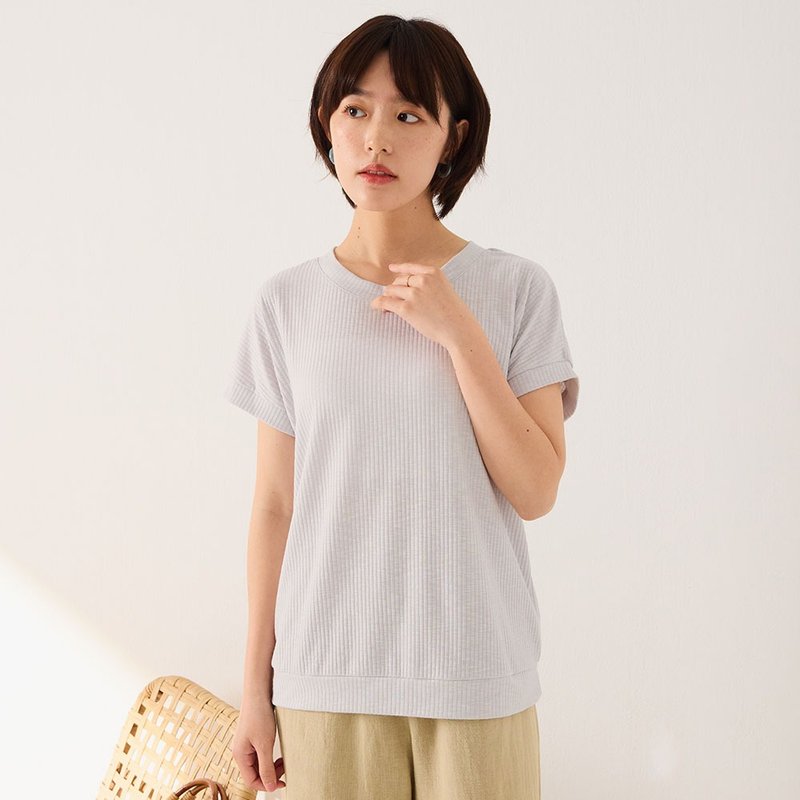彈性螺紋質感連袖上衣-共2色 - 居家服/睡衣 - 棉．麻 多色