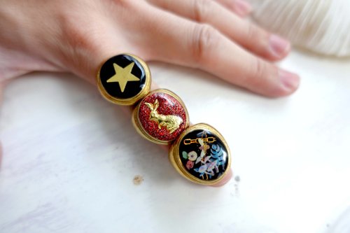 TIMBEE LO shop TIMBEE LO 黃銅材質簡約星星兔子蜜蜂香菇圖案戒指 可調整尺寸
