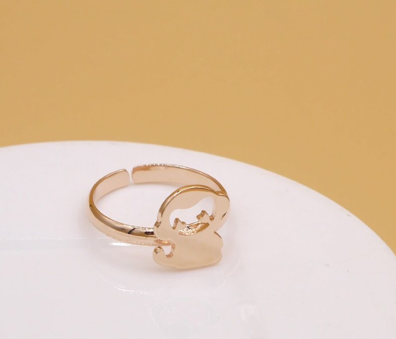 Handmade Little Monkey Ring - Pink gold plated on brass Little Me by CASO - General Rings - Other Metals Pink