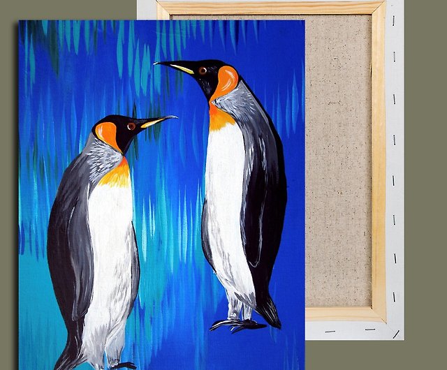 ペンギンの壁の芸術、オリジナルの絵画、動物の絵画、動物の壁の装飾