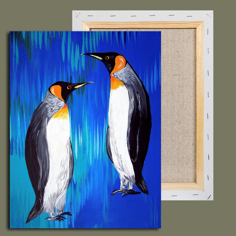 Penguin Wall Art, Orignal Painting, Animals Painting, Animal Wall Decor - 海報/掛畫/掛布 - 壓克力 多色