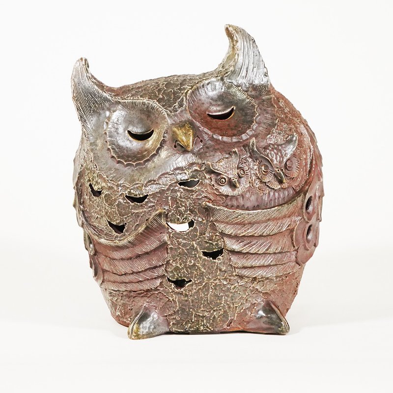 Golden Owl Lighting Firewood│Home Decoration│Night Light - ของวางตกแต่ง - ดินเผา สีกากี
