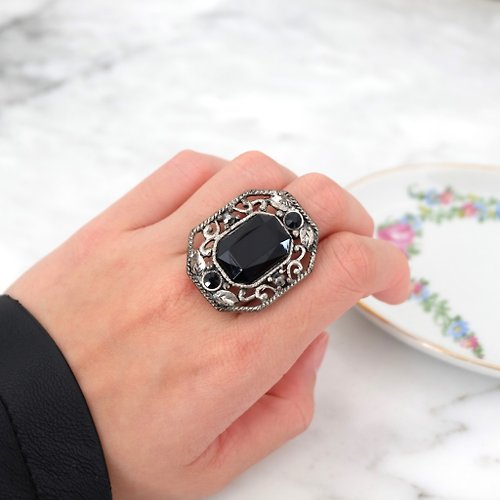 Chez Mamie 外婆家 法國復古黑鐵礦銀製戒指