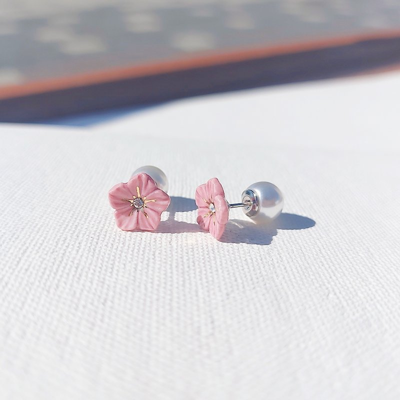 Azalea Flower Earrings • Cherish //Silver 925 - ต่างหู - เครื่องลายคราม สึชมพู