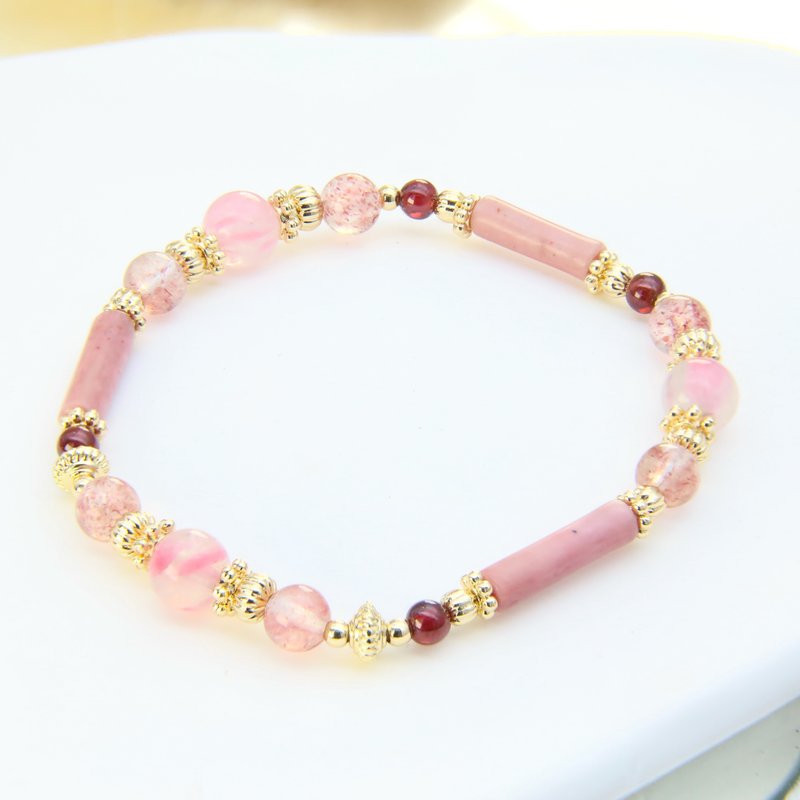 Spring Neighbor | Sakura Rain Rhodonite | Peach Blossom Valentine's Day Gift for Girls - Bracelets - Crystal Pink