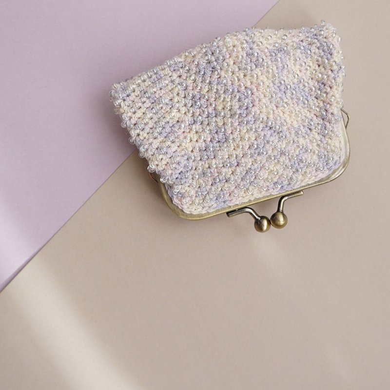 Ba-ba (m) Skipping Stiches Beads crochet square pouch No.2099 - Coin Purses - Other Materials Purple