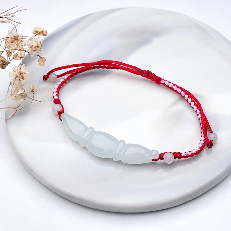 Ice jadeite lotus root braided bracelet | Natural Burmese grade A jadeite | Gift giving - สร้อยข้อมือ - หยก ขาว