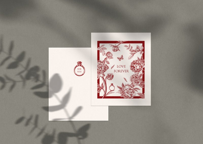 W&W Wedding Card Feast-Special Planning Edition-Bright Garden Universal Card-Handwritten Blank-Red Jade 10pcs - การ์ดงานแต่ง - กระดาษ 