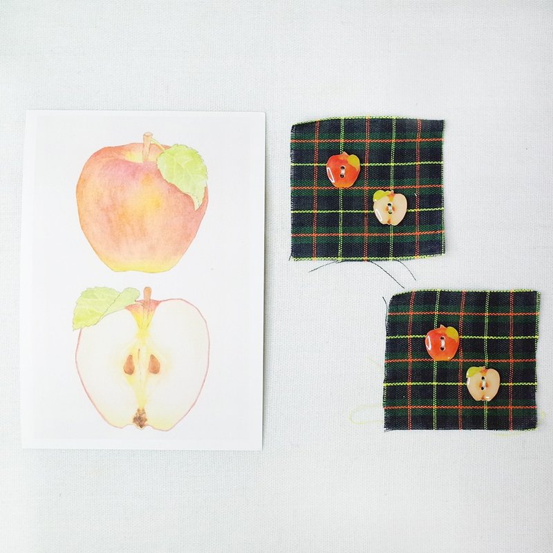 蘋果 繪畫鈕扣 裝飾扣 - 袖扣 - 防水材質 紅色