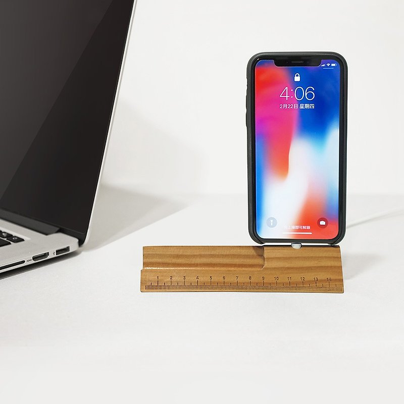Ruler Dock - 2 ways iPhone Dock ( Dark wood) - Phone Cases - Wood 