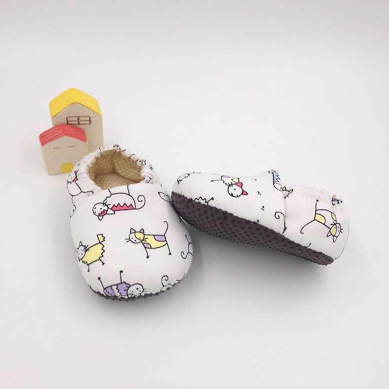 Small line cat - toddler shoes / baby shoes / baby shoes - Baby Shoes - Cotton & Hemp 
