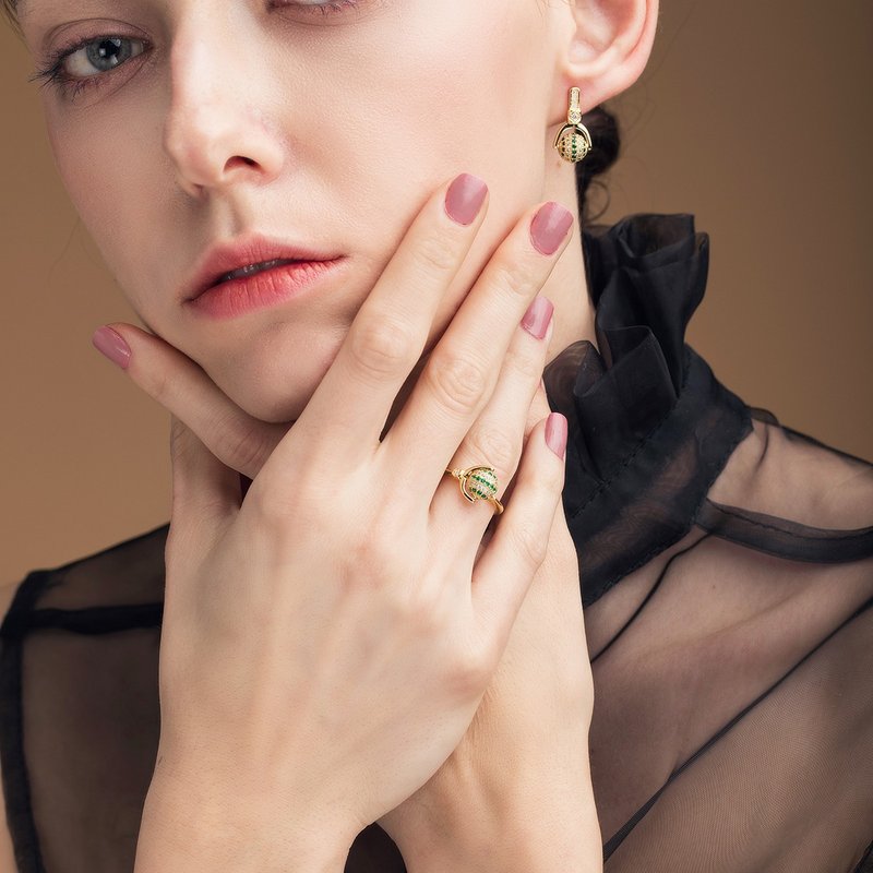 Gemstone General Rings Gold - Rotatable Gemstone ball ring