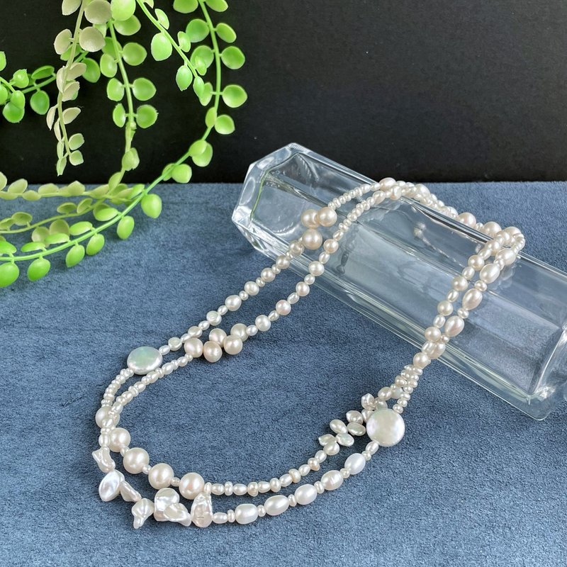 【送料無料】リズムパールロングネックレス　86cm 淡水パール【一点もの】 - 項鍊 - 珍珠 白色