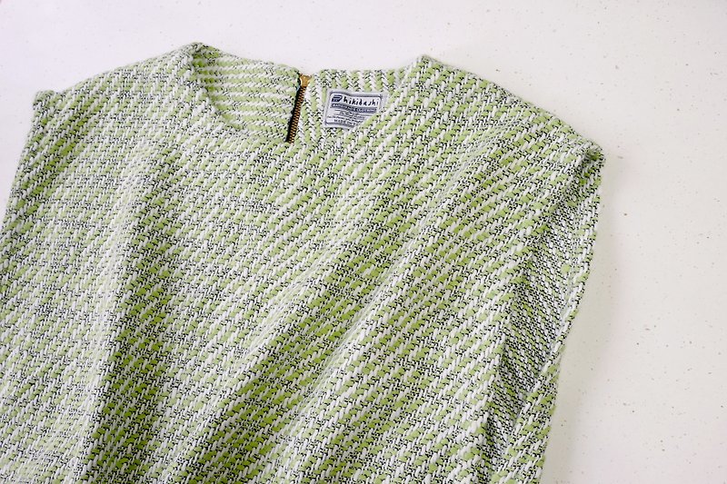[Spot] Round neck woolen vest / light green texture - Women's Tops - Wool Green