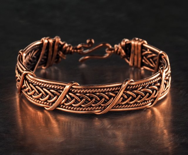 Vintage Signed Sterling Brass and Copper Woven Cuff store bracelet